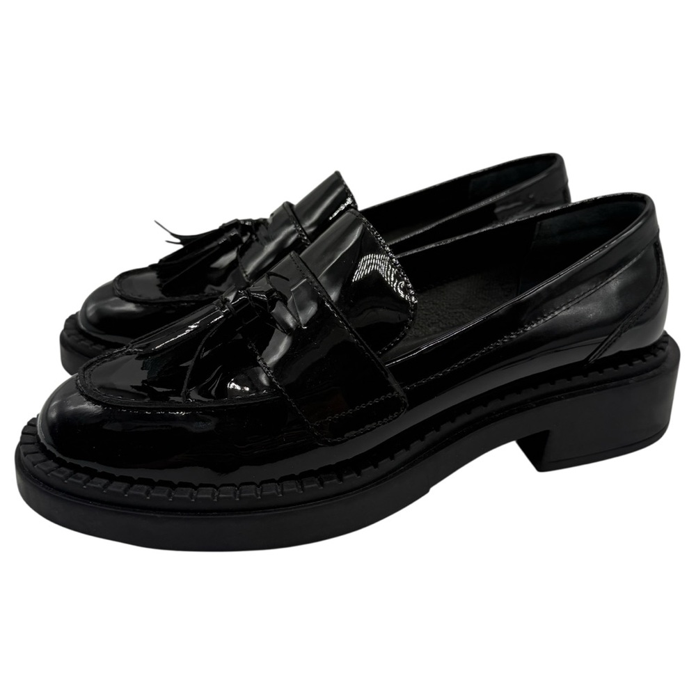 Seychelles Womens Shoes Last Call Chunky Penny Loafers Sz 9 Black Patent Leather